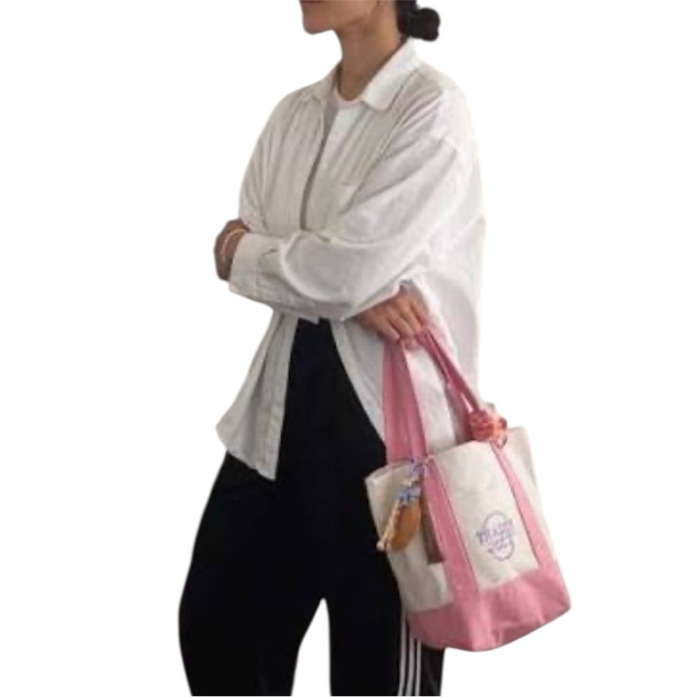 Viral TRADER JOES Mini Pastel Canvas Tote Bag BABY BLUE - Picture 8 of 11